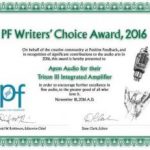 Positive Feedback-writers choice award-2016